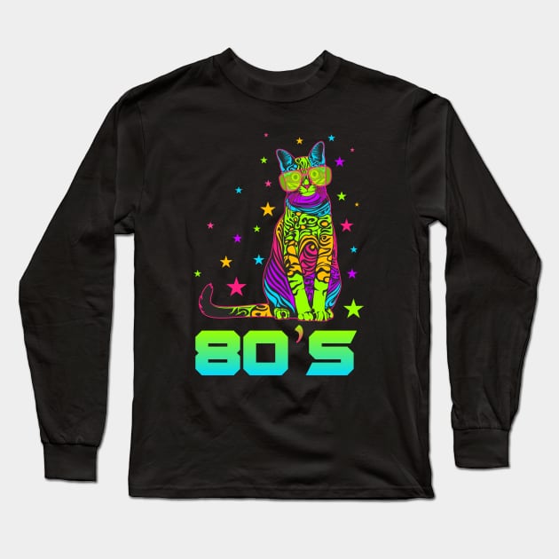 80s cat Long Sleeve T-Shirt by ElectricPeacock